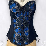 Ethereal Whimsygoth Gothic Black Velvet Blue Lace Up Corset Top Size undefined Photo 0