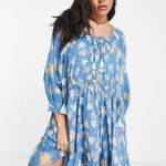 Free People Dress Womens XS Floral Boho Mini Tassel Lace-Up Pockets OB1666374 Photo 3