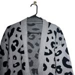Womens Gray Black Leopard Print Open Front Long Sleeve Cardigan Sweater Size L Size L Photo 1