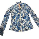 Tommy Bahama  Golf Jacket Women's Small Blue Zip Up Long Sleeve Tropical Leaf Photo 7