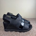 Sorel  Women's Joanie II Black Leather Slingback Wedge Sandals Size 10 Classic Photo 1