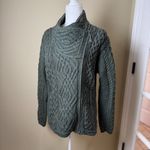 Aran Crafts Irish Cable Knit Side Zip 100% Merino Wool Sweater Size large Green Photo 4