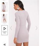 Pretty Little Thing DOVE GREY LONG SLEEVE WRAP SKIRT BODYCON DRESS Photo 2