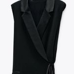 ZARA COMBINED PLEATED WRAP BLAZER DRESS BLACK NEW Photo 6