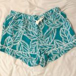 Leaf Print Pajama Shorts Blue Size M Photo 3