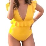 Sweet Pea  for NY & CO. Claudia Yellow Ruffle One Piece Swimsuit in Size XL Photo 0