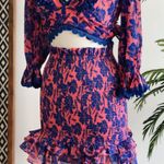 Fancy D Boutique Olivaceous Vibrant Pink and Navy Floral Crop Top Blue Photo 0