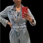 Silver long multilayer link necklace can be worn also as a chain belt Photo 4