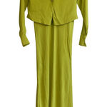 Free People "Viktoria" Satin Two-Piece Maxi Skirt Set Size 2 NWT Chartreuse $200 Photo 0