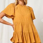 Boho Chic Flutter Sleeve Layered Tiered Baby Doll Short Sleeve Top Sz LG NWT Photo 0