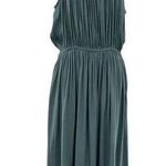 Modern Citizen  Aileen Tie Shoulder Maxi Dress Pleated Ruched Hem Teal Size Small Photo 0