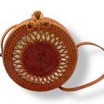 Round Rattan Straw Bag Wicker Purse Boho Bag for Women Cross Body Cottagecore Brown Photo 0