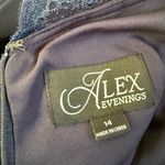 Alex Evenings  Matte Jersey Empire Sequin Lace Bodice Cowl Back Navy Maxi Dress Photo 8