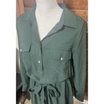 Anthropologie  HUTCH Shirt Dress Dark Green Safari Office Belted Size L Midi Photo 1