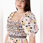 Kate Spade Lily Blooms Floral Puff Sleeve Smocked Top XS Cotton Photo 0