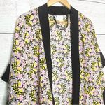 14th & Union Black Trim Pink & Yellow Floral Kimono Top Swim Cover Up One Size Photo 6