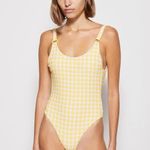 Jonathan Simkhai Rosabel Seersucker One Piece Swimsuit, Daffodil Size L NWT $275 Yellow Size L Photo 8