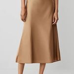 ZARA  a-line midi satin  milk chocolate Skirt size L  Photo 0