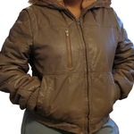 vintage hill & archer leather bomber heavy winter jacket with fox tail hood M Brown Size M Photo 2