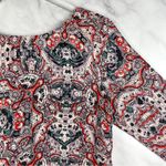 The Limited NWT  Mosaic Abstract Print Ruffle V Back 3/4 Sleeve Blouse Top Boho S Photo 4