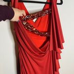 John Paul Ataker rust orange gemstone ruffle strappy gown Size 6 Photo 3