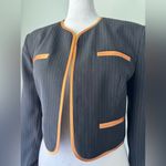 Nina Vintage ‘90s  K Black & Orange Pinstripe Cropped Open Front Blazer Photo 3