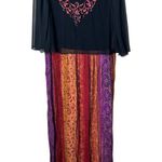 Carole Little Maxi Dress Womens 12 Black Orange Purple Floral Photo 0