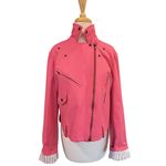Anthropologie  Dolan Slim Ultra Pink Cropped Moto Jacket Size XL Photo 5