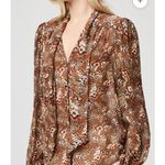 Paige Silk Marcela Blouse Cinnamon MultiButterfly Size XS $299 Academia Photo 7