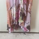 Maison Tara Floral Maxi Dress Sz 4 Pink Orange Chiffon Ruffle Wrap Style Photo 5