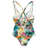 Shade & Shore NEW Plunge Ring Detail One Piece Swimsuit Tropical Multi Size M Photo 3