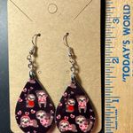 Sloth Hearts Pink Red Teardrop Pierced Earrings New Photo 2