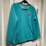 L.L. Bean Size S Aqua Blue Ribbed Airlight Crew Neck Pullover Thermal Top Photo 5