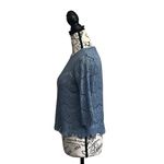 Lilly White Lace Crochet Overlay 3/4 Sleeve Blouse Womens Blue Sheer Boho S Photo 2