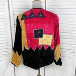 Pushpa Vintage 90s Velour Patchwork Tapestry Embroidered Jacket Medium Pink Photo 3