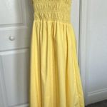 Nanette Lepore Smocked Sleeveless Yellow Glimmer Midi Sun Dress Photo 0