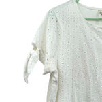 Leo & Nicole Leo &‎ Nicole size medium white short sleeve blouse top shirt crochet front Photo 2