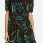Ba&sh  Leo A Line Dress Black Green Floral Mini Size Large (3) Photo 0