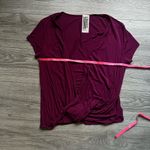 Free People Purple Short Sleeve Deep V Knot Front Blouse Size M Boho Casual Fall Photo 7