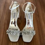 Badgley Mischka Satin Embellished Soft White Tellisa Heels Size 5.5 Photo 3