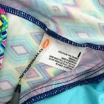 o'rageous Tankini Top Halter Geometric Removable Cups Green Pink Colorful L Photo 2