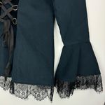 The Pyramid Collection Corduroy Corset Lace Up Jacket Sz Small Lace Trim Black Photo 14