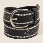 NEW Western Heart Pattern Studded Boho Vegan Leather Belt Black Photo 0