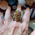 Crystal Skull Multicolor Ruthenium Ring Unisex Size 9,10 Yellow Photo 2