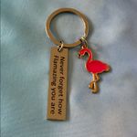 New Charming Flamingo Keychain with Inspirational Tag. Pink Photo 1