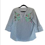 Andrew Marc NWOT Marc New York Gingham Embroidered Blouse Photo 5