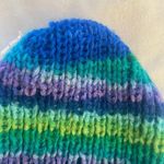 blue green purple ribbed knit fisherman style beanie hat Photo 1