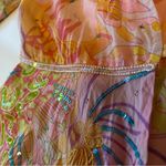 LeTarte embelished tropical swim cover cardigan top, cotton, pastel colors, S/M Size M Photo 11