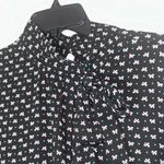 Ann Taylor  Factory Black White Green Bows Patterned Button‎ Down Shirt Bow tie Photo 1