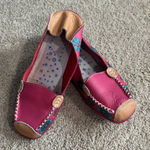 Venus Pink Printed Floral Leather Slip On Loafers Women's Size 41 / US Size 10 Photo 0